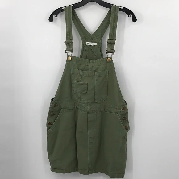 Aeropostale Solid Twill Skirtall Size L Bob Overall Carpenter Style Skirt Jumper - Picture 3 of 16